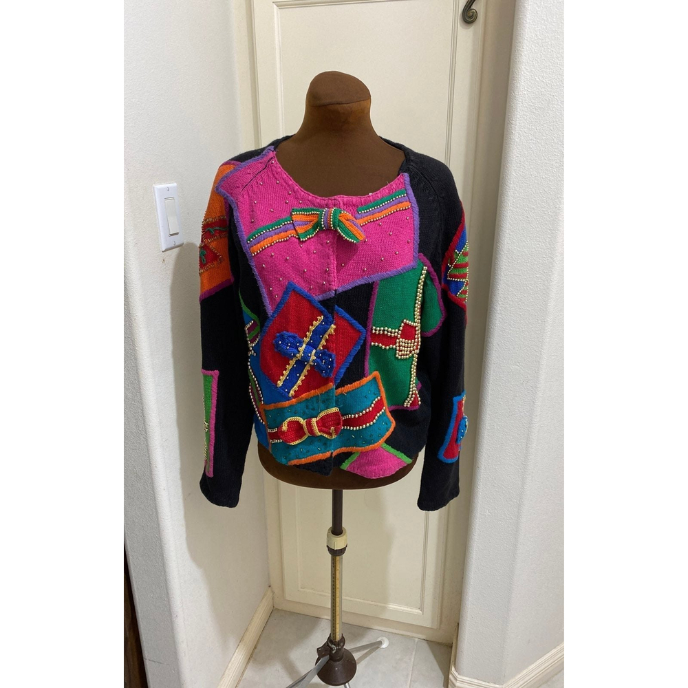 Vintage (1996) Michael Simon Holiday Gifts Bows Collectible Sweater Jacket Size